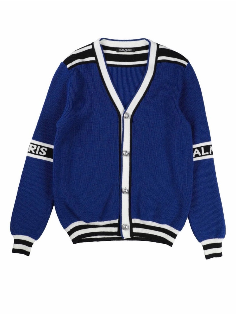 New BALMAIN Kids Blue Cardigan Sweater Sz 8
